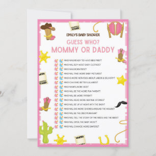 Cowgirl Baby Shower Game - Editable Name, 5x7 size Invitation