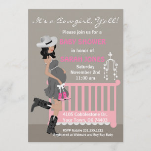 Cowgirl Baby Shower Invitation - African American