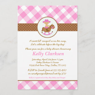 Cowgirl Baby Shower Invitation Pink Girl Western
