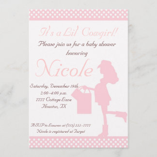 Cowgirl Baby Shower Invitation (Pink/White Dots)