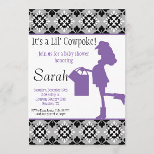 Cowgirl Baby Shower Invitation (Purple)