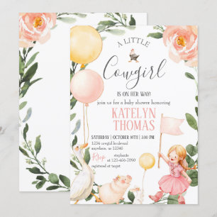 Cowgirl Baby Shower Invitation with Greenery