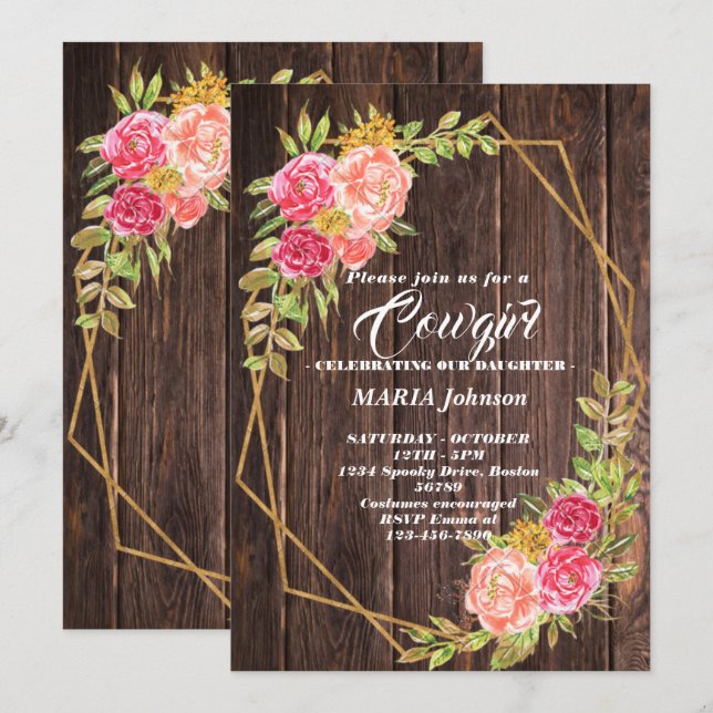 Cowgirl Baby Shower Invitations (Front/Back)