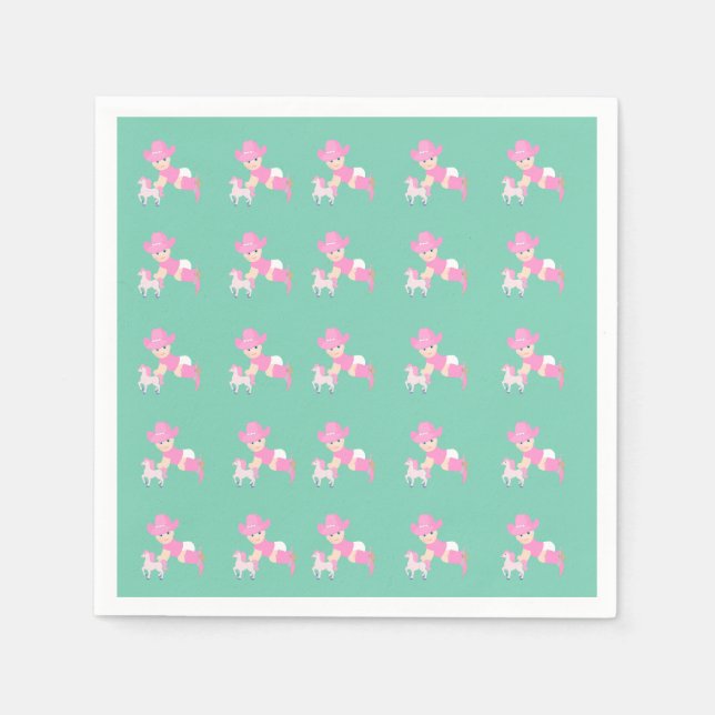 Cowgirl Baby Shower Or Birthday Napkins (Front)
