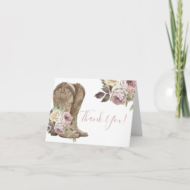 Cowgirl Baby Shower Thank You Card (Front)