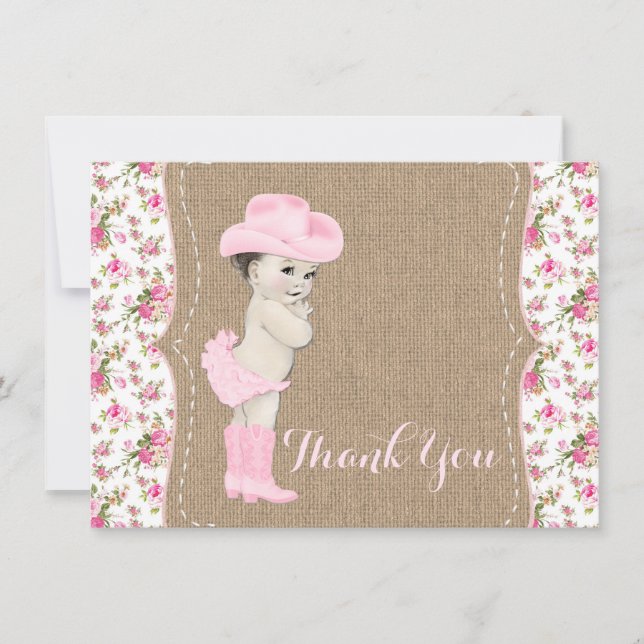 Cowgirl Baby Shower Thank You Card (Front)