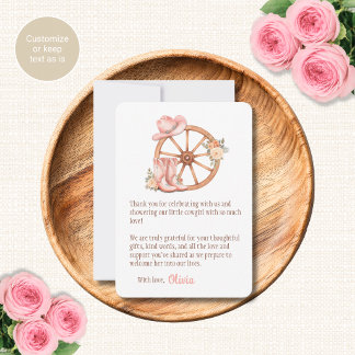 Cowgirl Baby Shower Thank You Cards Pink Boots Hat