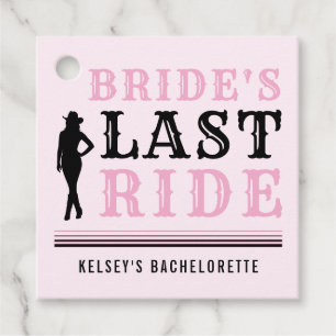 Cowgirl Bachelorette Party Bride's Last Ride Pink Favour Tags