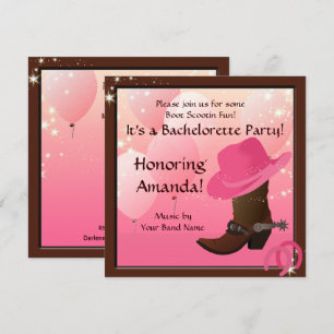 Cowgirl Bachelorette Party Custom Invitation