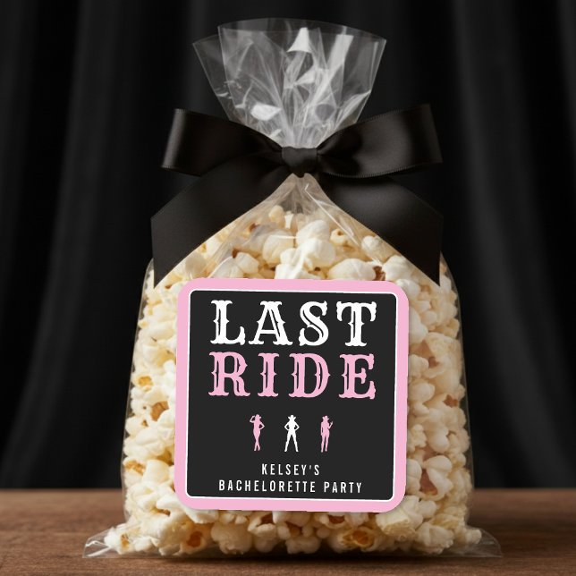 Cowgirl Bachelorette Party Last Ride Pink Square Sticker (Creator Uploaded)