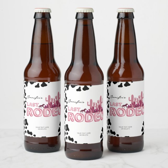 Cowgirl bachelorette party Last Rodeo  Beer Bottle Label (Bottles)
