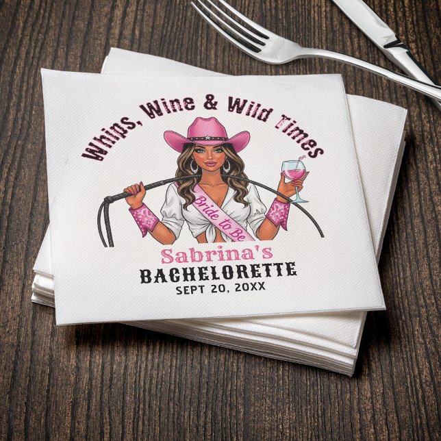 Cowgirl Bachelorette Party Whips Wine & Wild Times Napkin (Cowgirl Bachelorette Party Whips Wine & Wild Times Napkins
)
