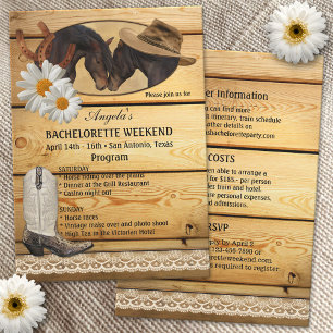 Cowgirl Bachelorette Weekend Program Invitation