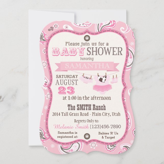 Cowgirl Bandanna Tutu Baby Shower Invitation (Front)