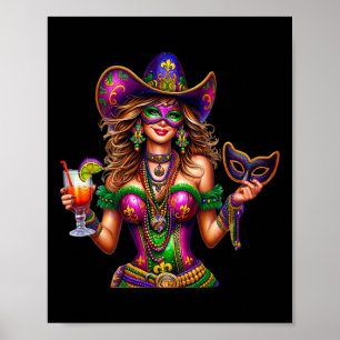 Cowgirl Beads Mardi Gras Parade Carnaval  Poster