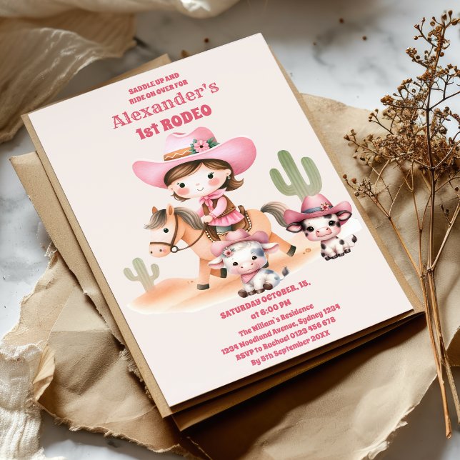 Cowgirl Birthday 1st Rodeo  Invitation (Creator Uploaded)