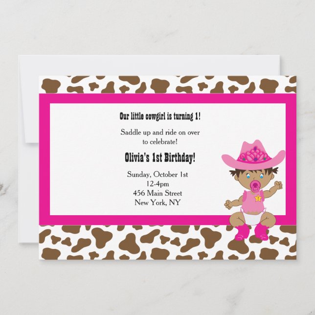 Cowgirl Birthday inviation Invitation (Front)