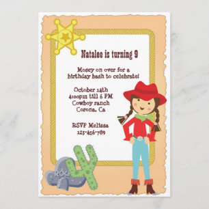 Cowgirl birthday invitation