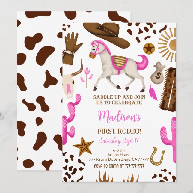 Cowgirl Birthday Invitation (Front/Back)