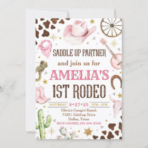 Cowgirl Birthday Invitation, 1st Rodeo Invitation