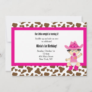 Cowgirl Birthday invitation (Asian)
