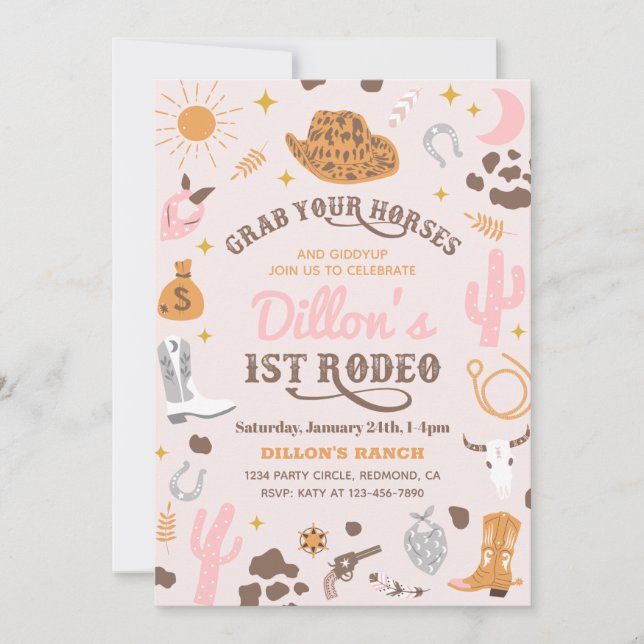 Cowgirl Birthday Invitation | Cowgirl Invitations (Front)