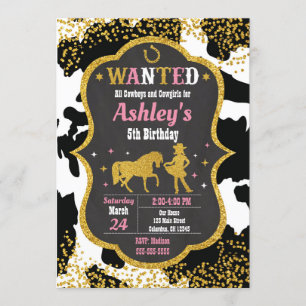 Cowgirl Birthday Invitation / Western / Glitter
