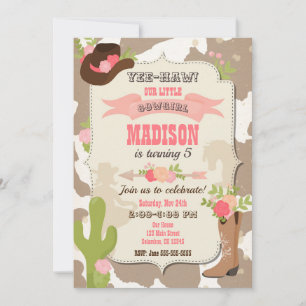 Cowgirl Birthday Invitation / Western Themed