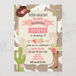 Cowgirl Birthday Invitation / Western Themed