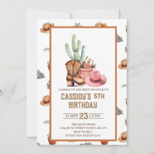 Cowgirl Birthday invitation Wildwest Western