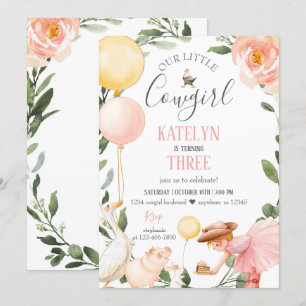 Cowgirl Birthday Invitation with Greenery