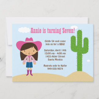 Cowgirl Birthday Party Invitation