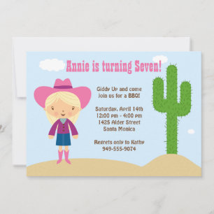 Cowgirl Birthday Party Invitation