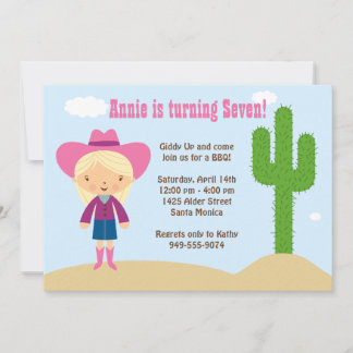 Cowgirl Birthday Party Invitation