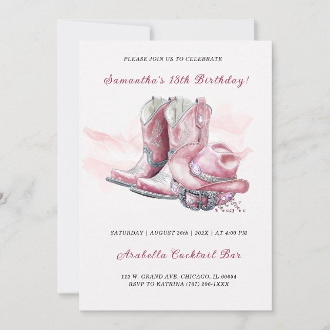 Cowgirl birthday Party Invite Designs (Front)