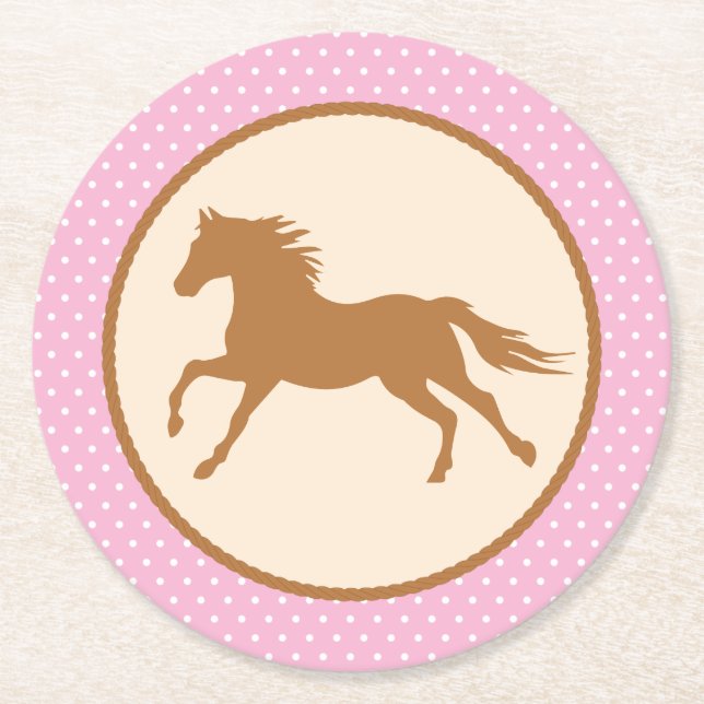 Cowgirl Birthday Party Round Paper Coaster (Front)