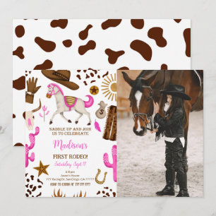 Cowgirl Birthday Photo Invitation