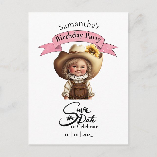 Cowgirl Birthday Postcard (Front)