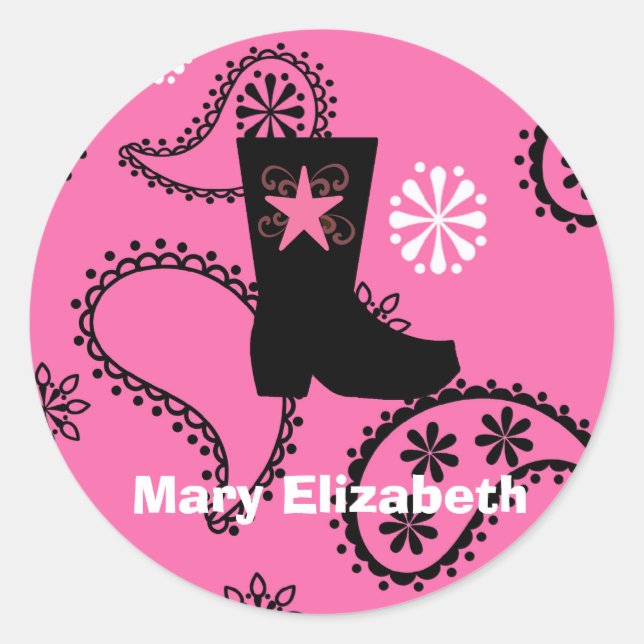 Cowgirl  Birthday  Stickers (Front)