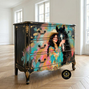 Cowgirl & Black Stallion Decoupage Tissue Paper