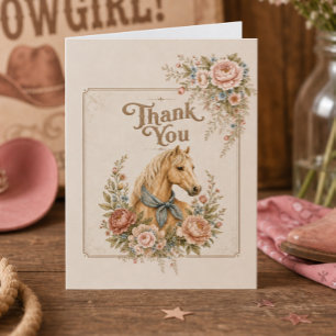 Cowgirl Blue Birthday Thank You Card
