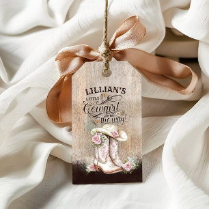 Cowgirl Boho Floral Western Script  Gift Tags