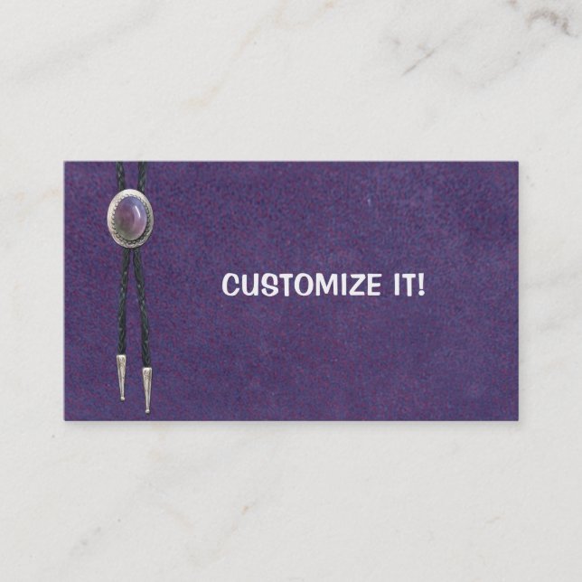 Cowgirl Bolo Tie Leather Business Card (Front)