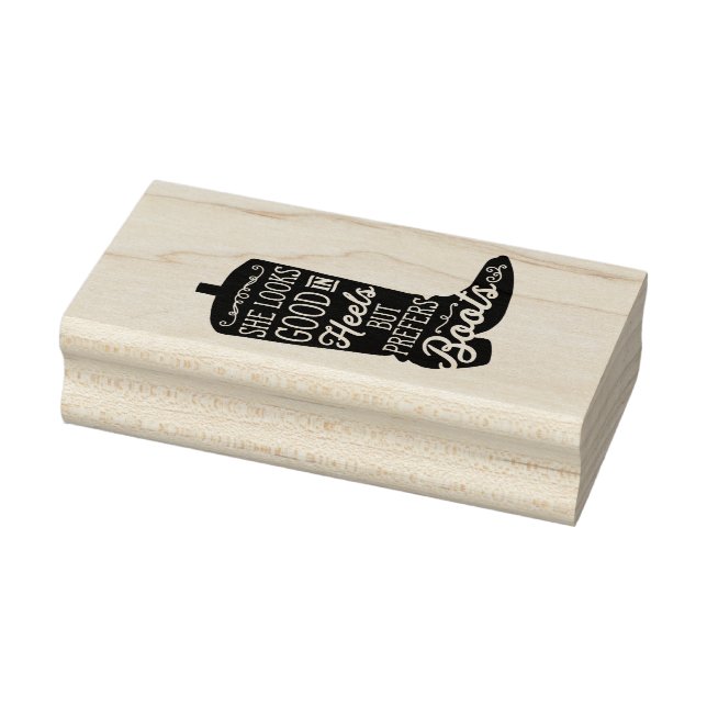 Cowgirl Boot Rubber Art Stamp (Stamp)