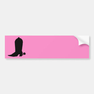 Cowgirl Boot Silhouette on Pink Bumper Sticker