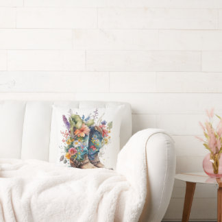 Cowgirl Boots and Colourful Flowers Cushion