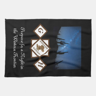 Cowgirl Boots and Cowboy Hat Monogram Photo Tea Towel
