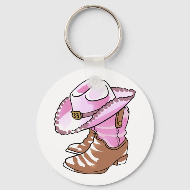 Cowgirl Boots and Hat Key Ring (Front)