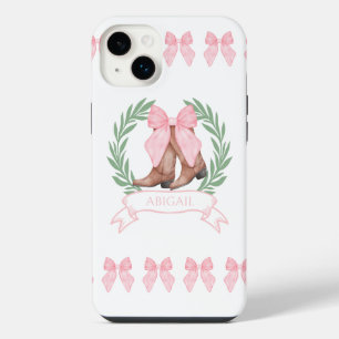 Cowgirl Boots and Pink Bows Personalised iPhone 14 Plus Case