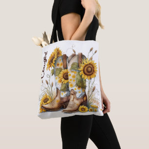 Cowgirl Boots and Sunflowers Tote Bag